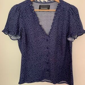 Reformation Blue Floral Blouse
